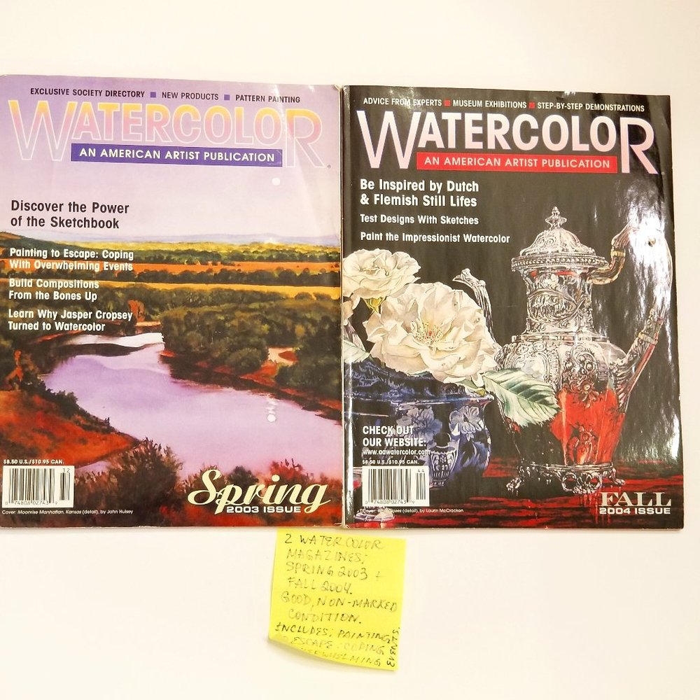 2 Spring 2003, Fall 2004, Watercolor Magazines, paint to reduce stress technique